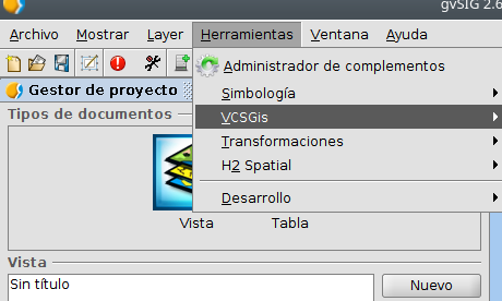 Menu Herramienta->VCSGis